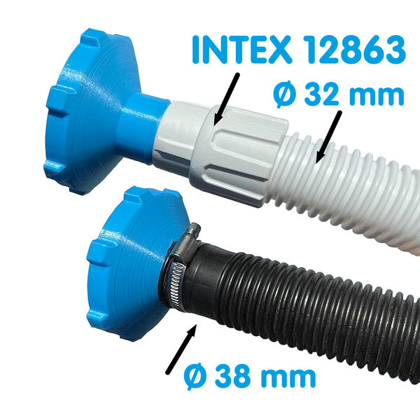 Adapter für Intex-Schlauchmutter 12863 an Schraubgewinde Ø 8cm von Aufstellpools - 3D-Druck